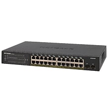 Netgear S350 Series 24-Port Gigabit Ethernet PoE+ Smart Switch, 1Gbps, Black (GS324TP-100NAS)