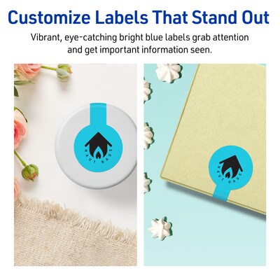 Avery Printable Decorative Edge Multipurpose Labels, 1.5" x 4", Bright Blue, 640/Box (94116)