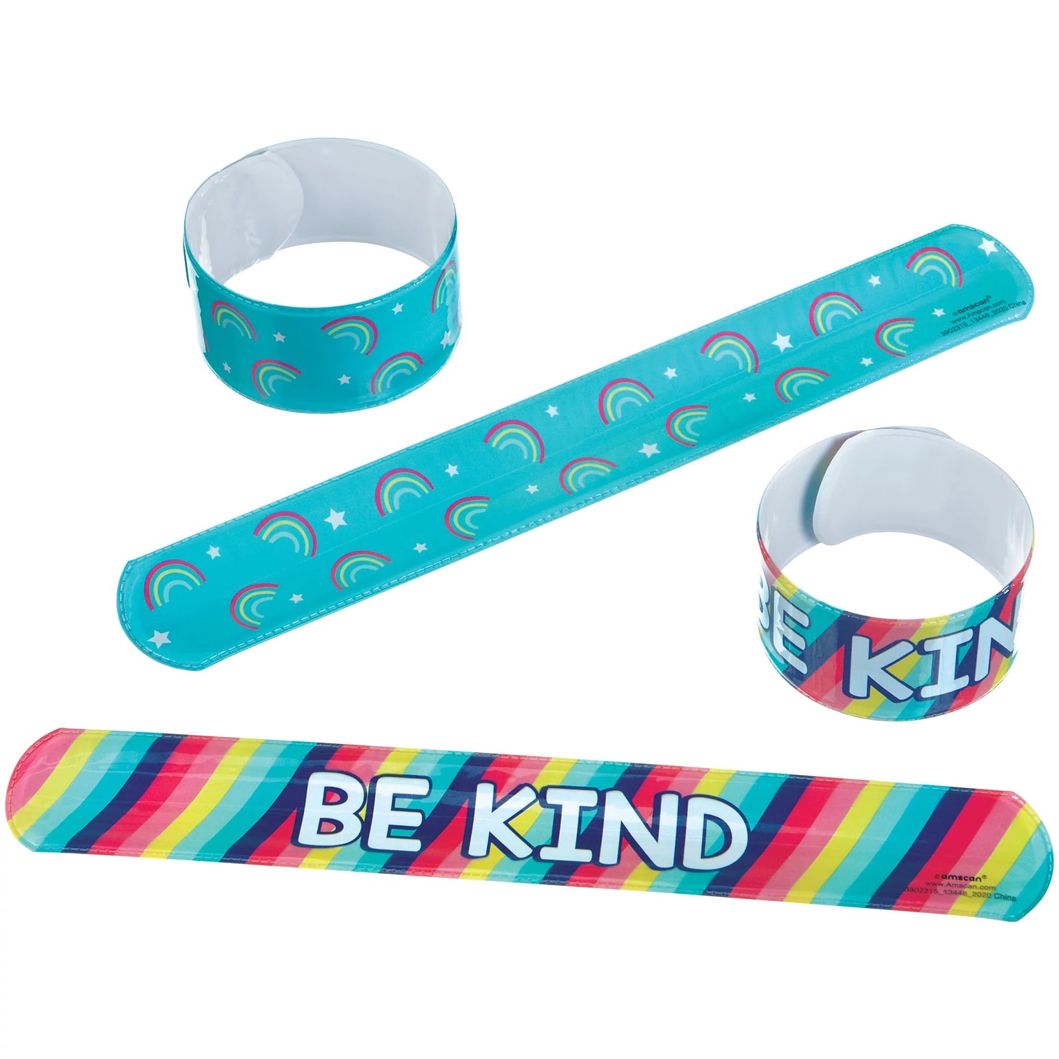 Party City Be Kind & Rainbow Slap Bracelets, 8/Pack (AM3902315-NS)