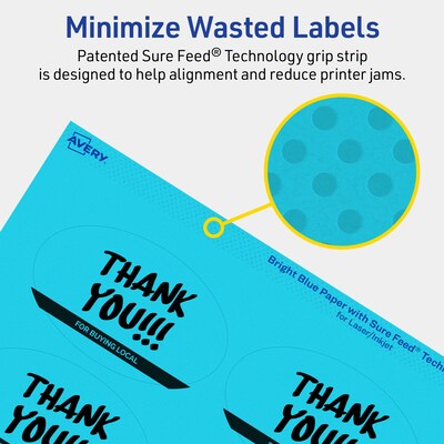 Avery Laser/Inkjet Multipurpose Oval Labels, 2" x 3-1/3", Bright Blue, 160/Pack (94056)