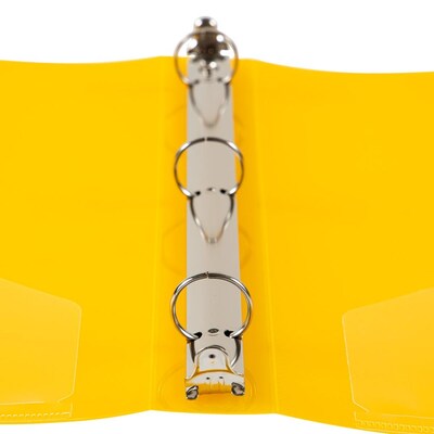 JAM Paper 1" 3-Ring Flexible Poly Binder, Yellow (PB75239YE)