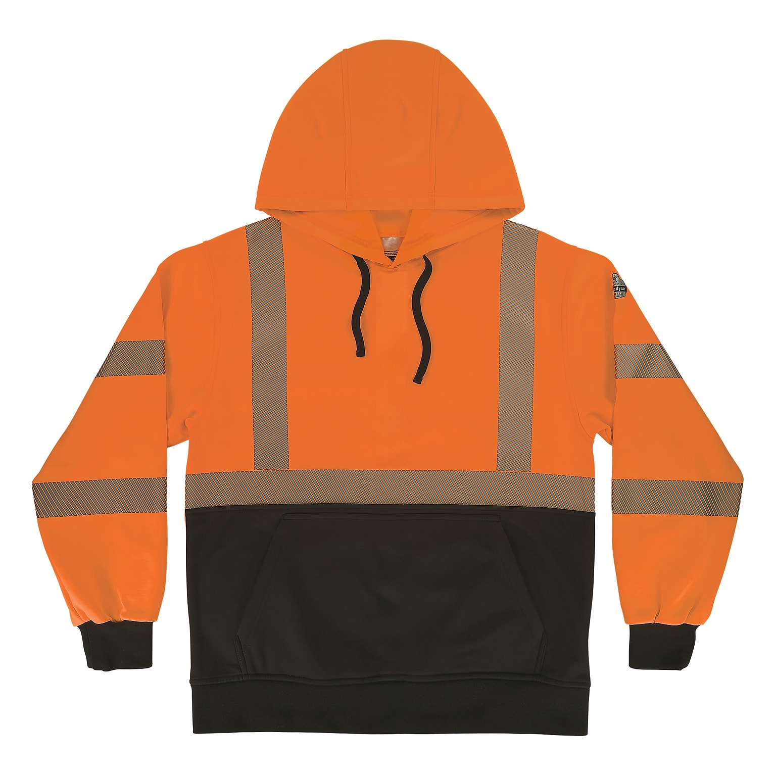 Ergodyne GloWear 8317BK High Visibility Long Sleeve Black Bottom Hooded Sweatshirt, ANSI Type R, Class 3, Orange, Large (22984)