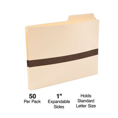 Staples® File Pocket, 1 Expansion, Letter Size, Manila, 50/Box (18818)