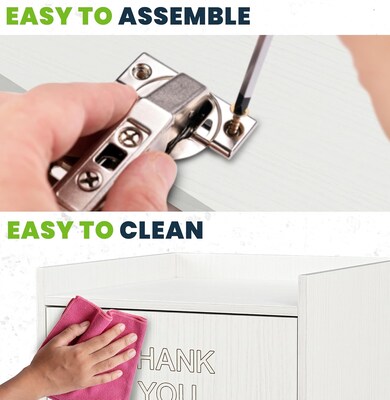 Alpine Industries Wood Trash Can, 40 Gallon, White, 2/Pack (476-WHI-2PK)