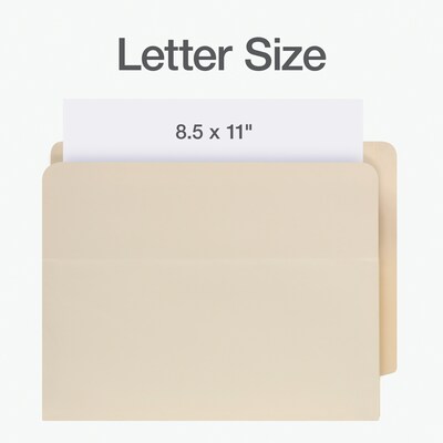 Pendaflex Reinforced File Pocket, 3 1/2" Expansion, Letter Size, Manila, 10/Box (12822)