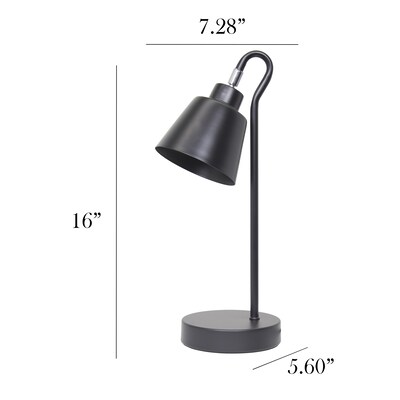 Simple Designs Sleek Essentials LED Desk Lamp, 16", Black (LD1079-BLK)