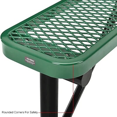 Global Industrial 4' Outdoor Steel Flat Bench, Expanded Metal, Green (695741GN)