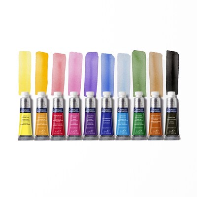 Winsor and Newton Cotman Watercolor Paint Tube Set, Assorted Colors, 5 mL, 10/Set (WNX0390664)