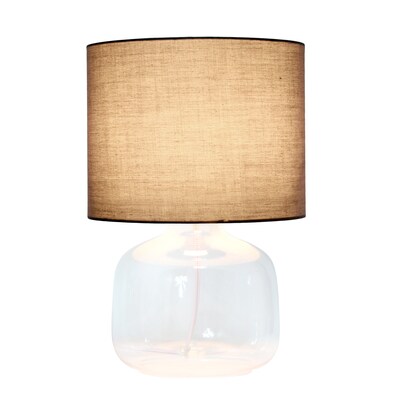 Simple Designs Glass Table Lamp Fabric Shade, Clear with Gray Shade (LT2064-CLG)