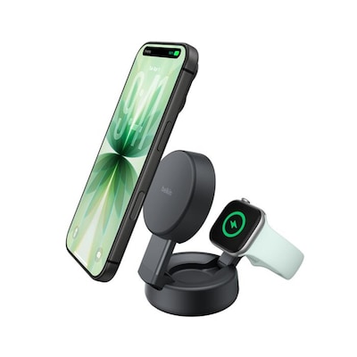 Belkin UltraCharge Pro MagSafe Wireless Charging Station, 25W, 5 ft., Charcoal (WIZ043TTCH)