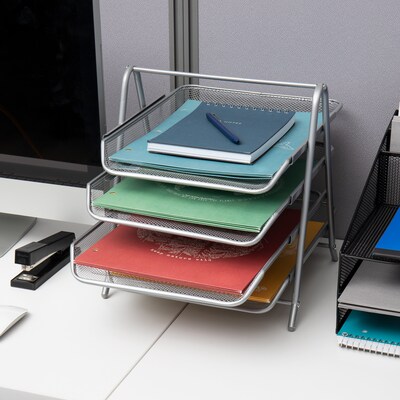 Mind Reader Metal Mesh Front Loading Letter Tray, Letter/Legal Size, Silver (4TPAPER-SIL)