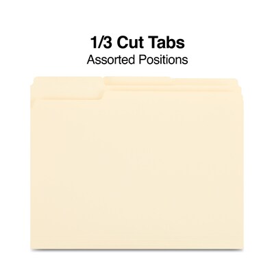 Staples® File Folders, 1/3 Cut Tab, Letter Size, Manila, 250/Box (TR516564)