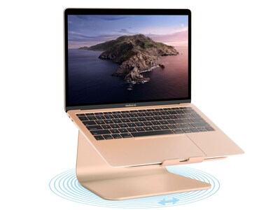 Rain Design mStand 360 10"W x 7.5"D Aluminum Laptop Stand with Swivel Base, Gold (10073)