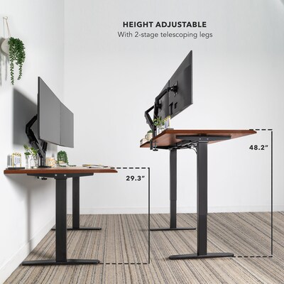 Mount-It! Dual Motor 60"W Electric Adjustable Standing Desk, Hazelnut Brown/Black (MI-18125)