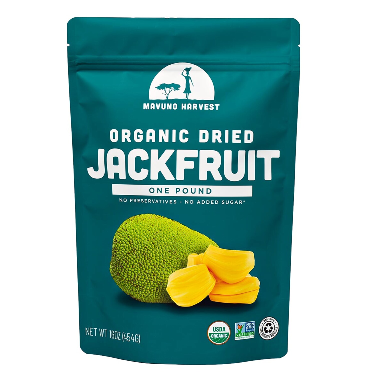 Mavuno Harvest Gluten Free Organic Dried Jackfruit Fruit Snacks, 1 lb. Bag (MAHW-JACK1LB)