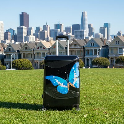 InUSA 24" Hardside Butterfly Suitcase, 4-Wheeled Spinner, TSA Checkpoint Friendly, Black Butterfly (IUAPC00M-BBU)