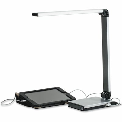 Lorell Smart Device Slot/USB Task Light, 8" W LED Bulb, USB Charging, Silver (LLR13201)