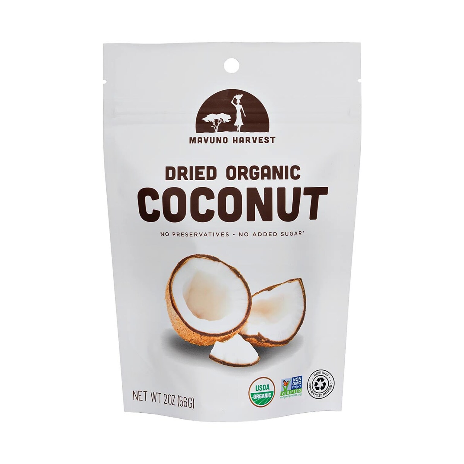 Mavuno Harvest Gluten Free Organic Dried Coconut Fruit Snacks, 2 oz., 6 Bags/Pack (MAHW-CCNT2OZ6PK)