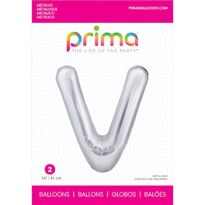 Party City (Air-Filled) 16 V Foil Balloon, Silver, 2/Pack (AM60050283-18)