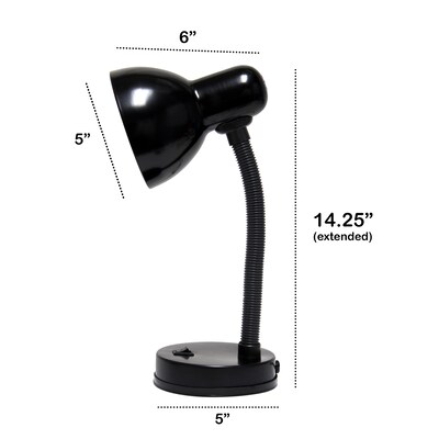 Creekwood Home Essentix 14.25" Traditional Metal Desk Task Lamp with Flexible Gooseneck, Feit LED Bulb, Black (CWD-1000-BK-LB)
