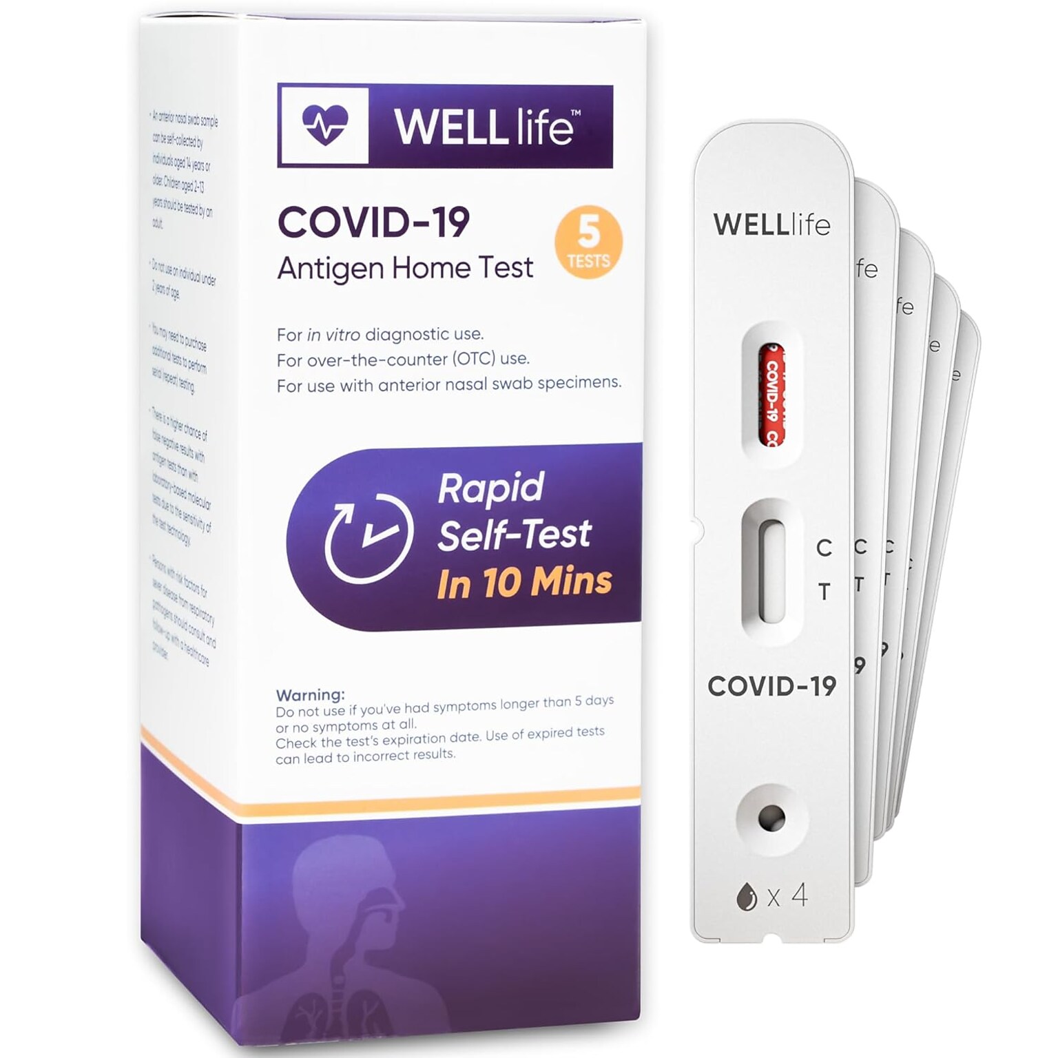 WELLlife COVID-19 Antigen Rapid Home Test, 5/Pack (WL03P0001-5)
