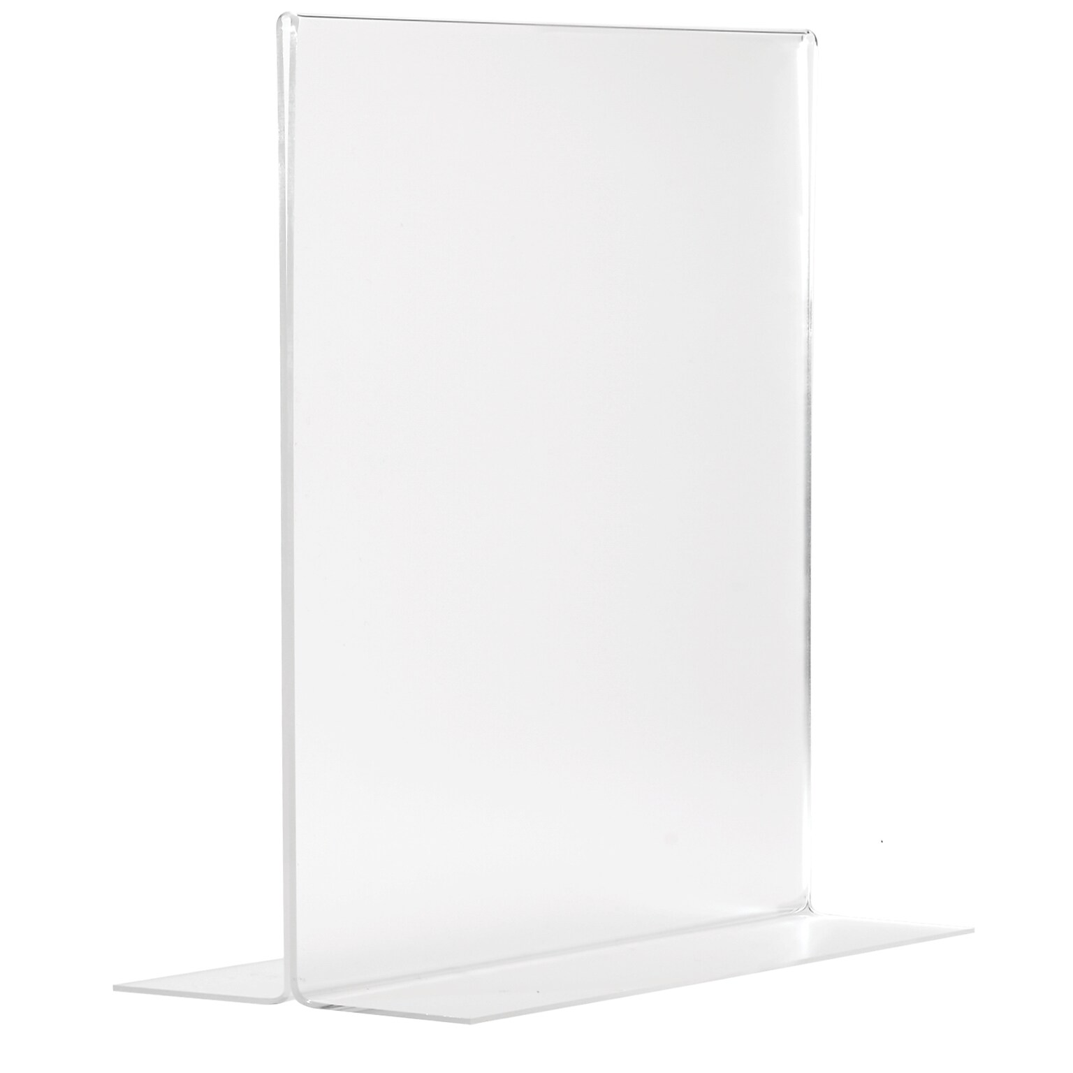 Excello Global Products Anti-Glare T Shape Sign Holder, 8.5 x 11, Vertical, Table Top/Countertop, Clear Acrylic