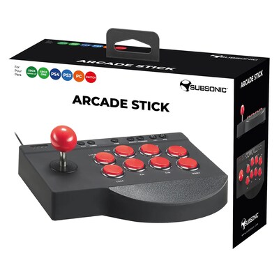 Subsonic Multi-Arcade Stick, PS3/PS4/Xbox Series XS, Xbox One & PC Compatible, Black & Red (SA5662)