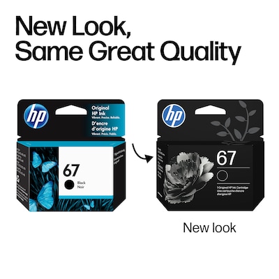 HP 67 Black Standard Yield Ink Cartridge, Prints Up to 120 Pages (3YM56AN#140)