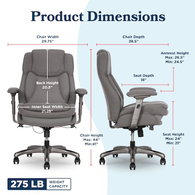 La-Z-Boy Noelin Ergonomic Fabric Swivel Task Chair, Gray (52703-GRY)