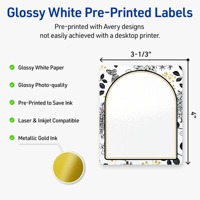 Avery Rectangle Laser/Inkjet Multipurpose Labels, 4 x 3-1/3, White, 40/Pack (19479371014)
