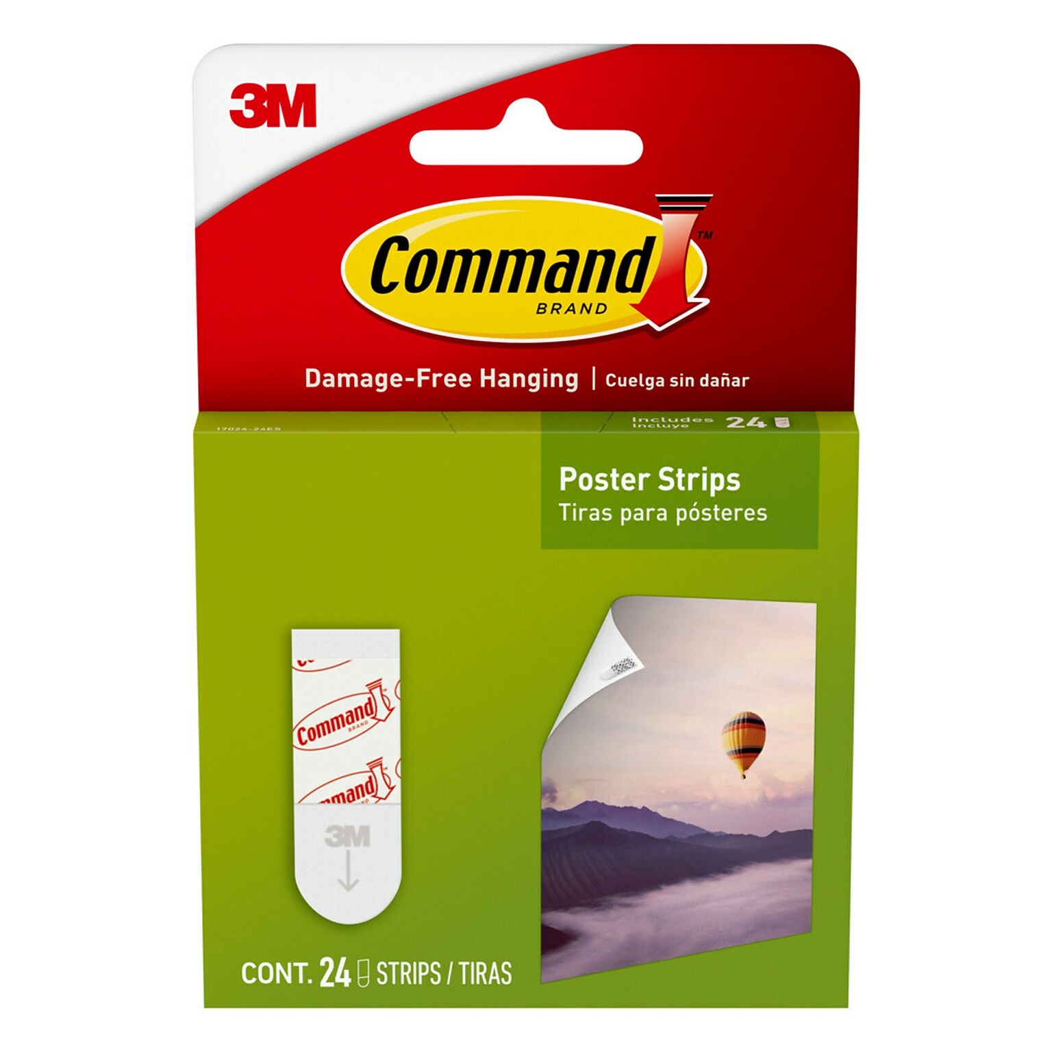 Command Damage Free Small Poster Hanging Strip, White, 12/Pack (17024)