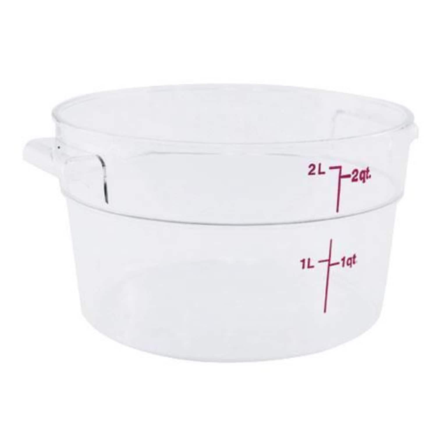 Cambro 2 Qt. Camwear® Food Storage Container, 8 3/16  D X 4 3/16 H, Clear (RFSCW2135)
