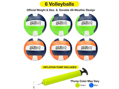 Xcello Sports Volleyballs, Assorted Colors, 6/Pack (XS-VB-6-ASST)