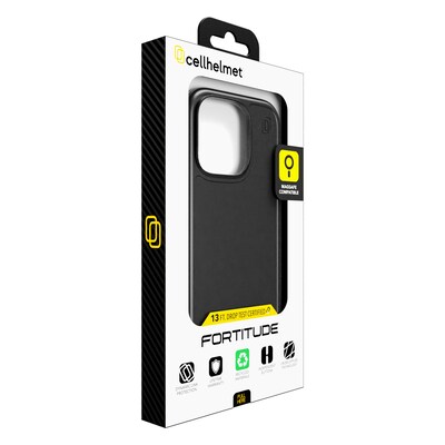 cellhelmet Fortitude Series MagSafe Phone Case for iPhone 16 Pro, Shock Absorbing, Onyx Black (CF-106-BLK)