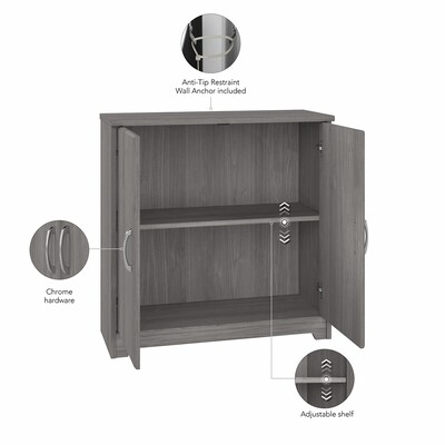 Bush Furniture Cabot 30.2" Storage Cabinet with 2 Shelves, Modern Gray (WC31398)