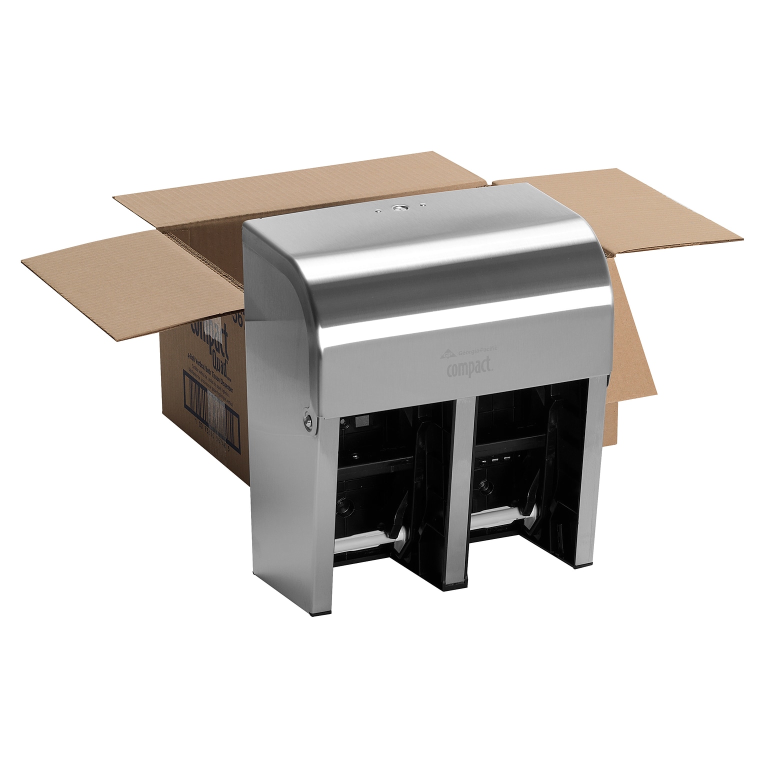 Compact 4-Roll Quad Coreless Toilet Paper Dispenser by GP PRO, Stainless Steel (56748)