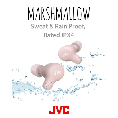 JVC Marshmallow True Wireless Earbuds, Bluetooth, Pink (HAA18TP)