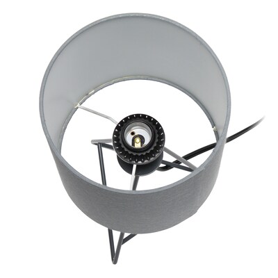 Simple Designs Down to the Wire Table Lamp Fabric Shade, White with White Shade (LT2066-WOW)