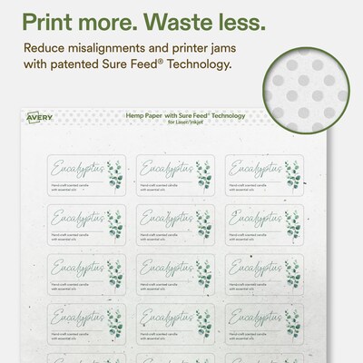 Avery Hemp Rectangle Laser/Inkjet Multipurpose Labels, 1-1/4" x 2-3/8", Off-White (1440/Box)
