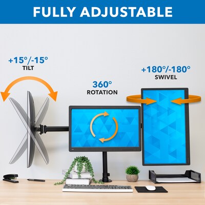 Mount-It! Triple Monitor Mount 3-Screen Desk Stand, Holds Up to 66 lbs., Black (MI-1753)