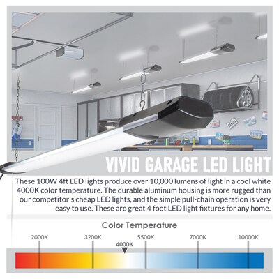 Newhouse Lighting 4 ft. LED Shop Light, 100 Watt/10K Lumens, 4/Pack, Black (NH-SHOP-10K-4)