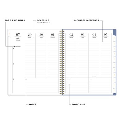 2026-2027 Blue Sky 8 x 11 Academic Year Weekly & Monthly Planner, Plastic Cover, Mahana Blue (161390)