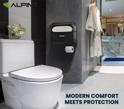 Alpine Industries Toilet Seat Cover Dispenser, Half-Fold, Black, 2/Pack (453-PKG)
