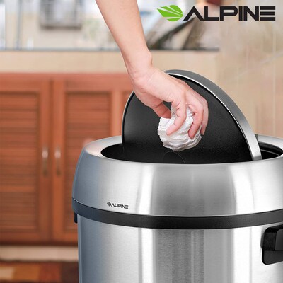 Alpine Industries Commercial Indoor Single-Stream Indoor Recycling Station, 17 Gallon, Stainless Steel (ALP470-65L-1-R)