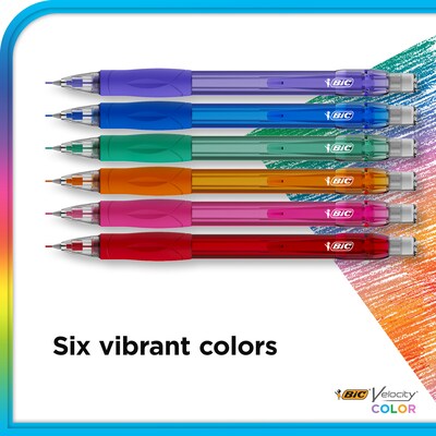 BIC Velocity Colored Lead Mechanical Pencils, #2 Hard Lead, 6/Pack (MV7CP61-AST)