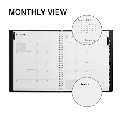 2024 Staples 7" x 9" Monthly Planner, Black (ST52183-24)