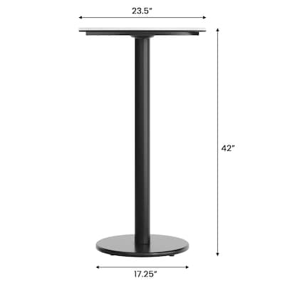 Flash Furniture Acadia 24" Round Wooden Dining Table with Round Base, White Faux Marble/Black Base (STRD24WMATR18B)