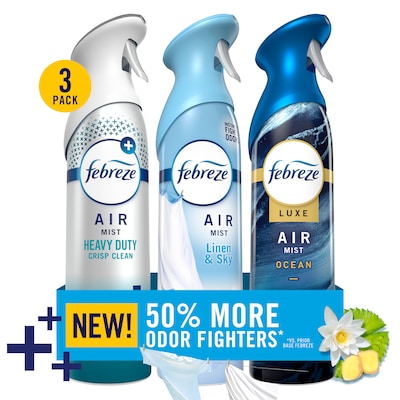 Febreze Air Mist Air Freshener Spray, Heavy Duty Ocean, Linen & Sky, 8.1 oz., 3/Pack (5556/6778)