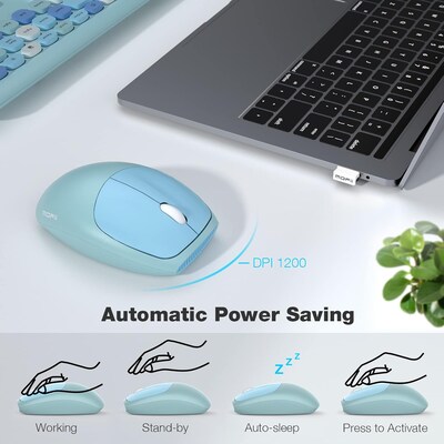 SaharaCase Wireless Ergonomic Keyboard and Laser Mouse Combo, Aqua (KB3)