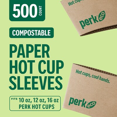 Perk™ Eco Paper Hot Cup Sleeve, Brown, 500/Pack (PK56227)
